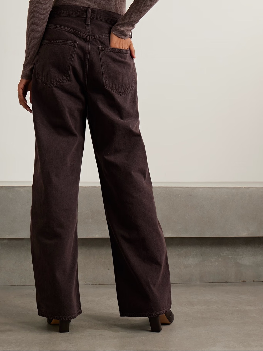 AGOLDE Low Curve mid-rise straight-leg jeans sloe berry brown barrel jeans 24 26 - Picture 3 of 13